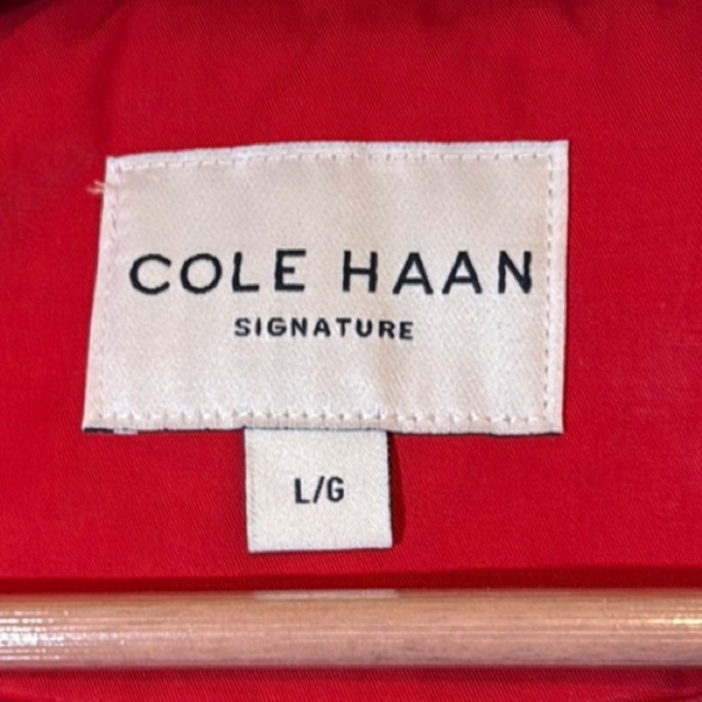 Cole Haan Red Rain Jacket Hip-Length with Removable Hood - Picture 2 of 14